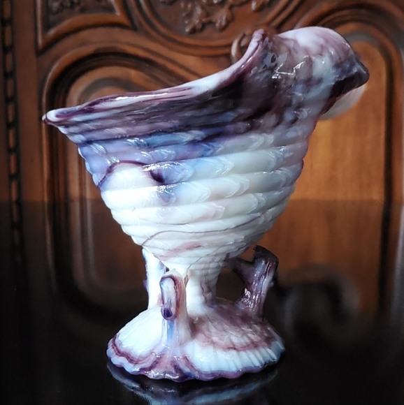 Northwood Other - RARE Antique "Ocean Shell" Purple & White Slag Art Glass by Northwood